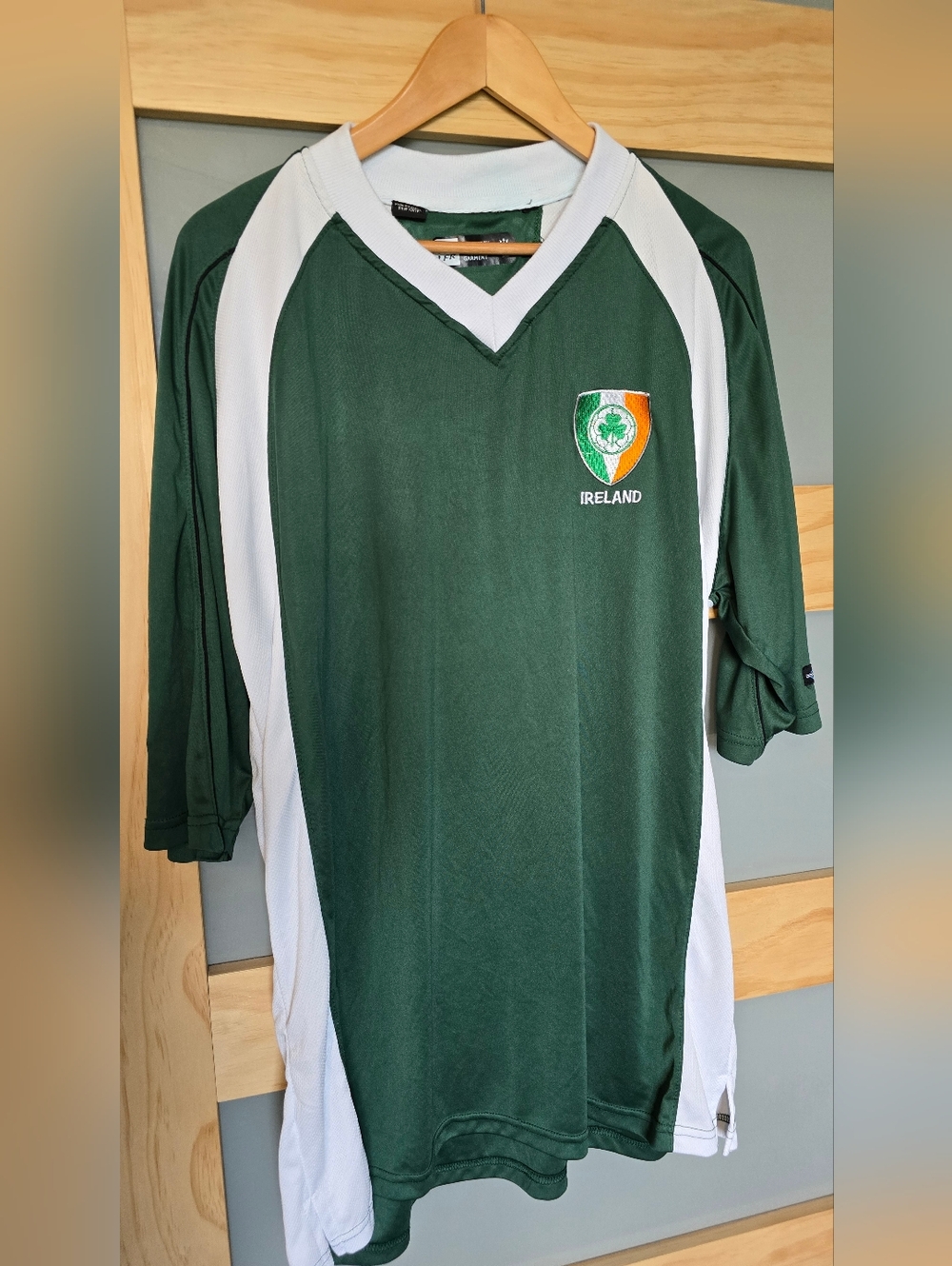LF Green and White V-Neck Sports Jersey